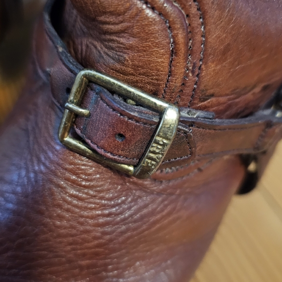 Frye Campus Boots Brown Leather Vintage With Buckle Size 8.5 - Picture 5 of 10
